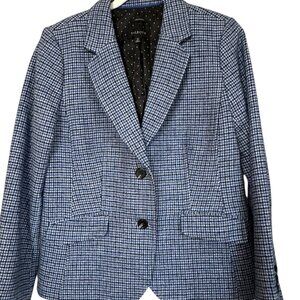 Talbots Aberdeen dark blue, light blue, gray houndstooth wool jacket lined Sz10